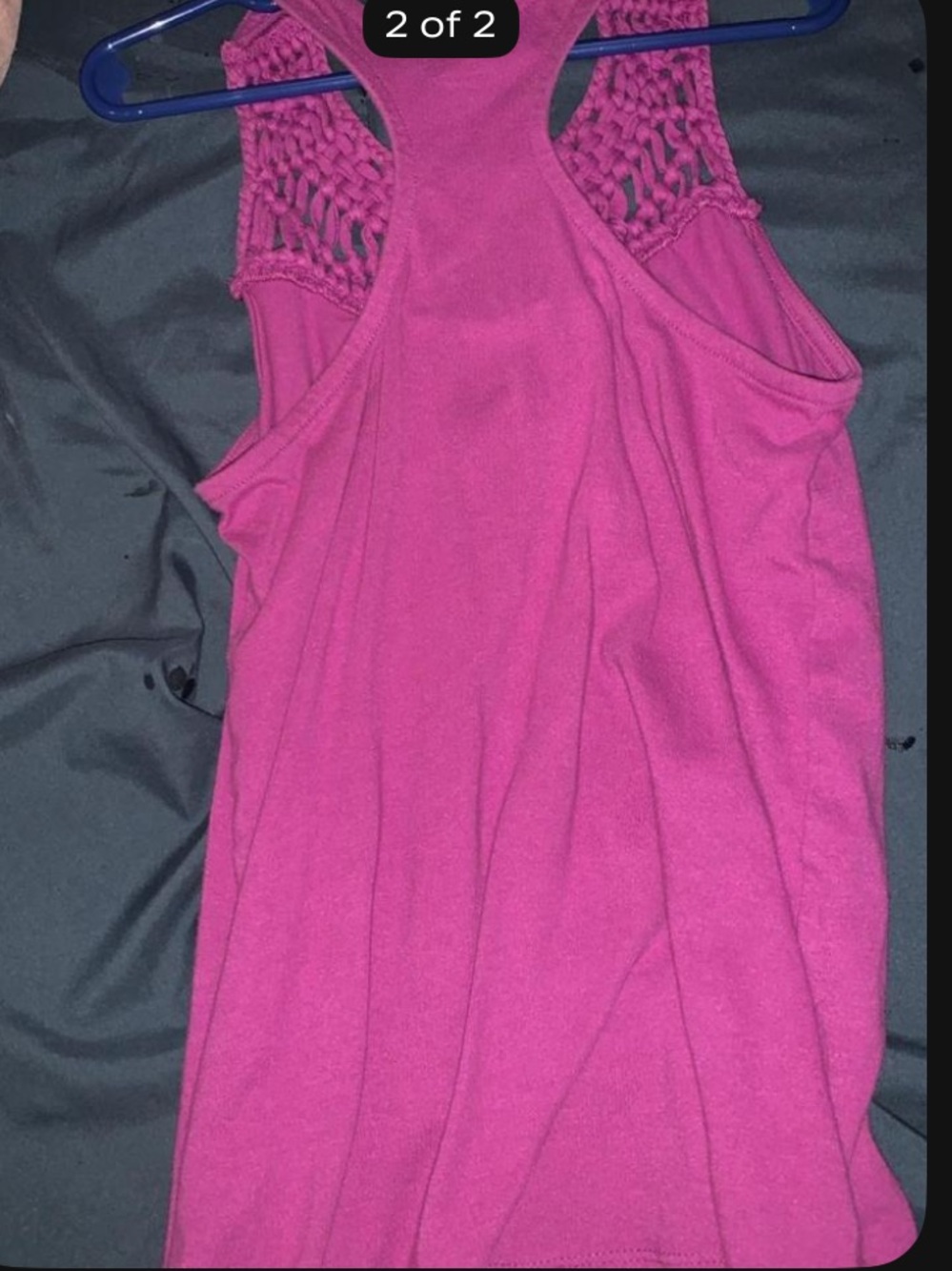 SHEIN Hot Pink Girls' Racerback Tank with Macramé Detail
